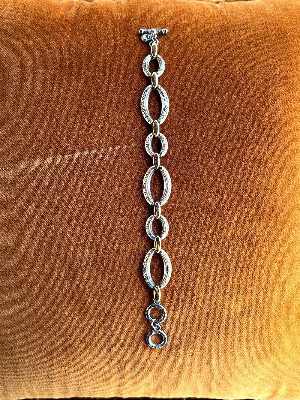 Brighton Alta Brushed Silver Filigree Oval Link Bracelet